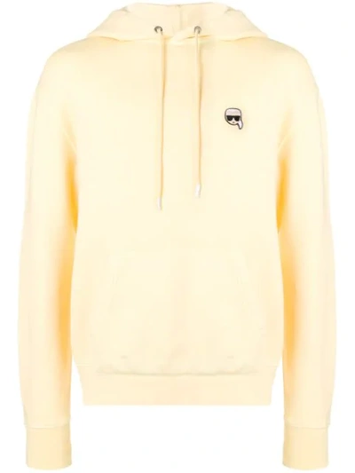 Karl Lagerfeld Small Ikonik Patch Hoodie In Yellow