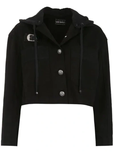 Andrea Bogosian Cropped Hooded Jacket - Black