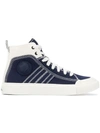 Diesel Bicolour Hi Top Sneakers In Blue