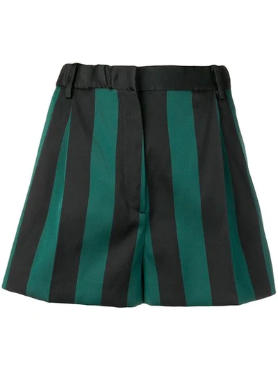 N°21 Striped Short Shorts In Green