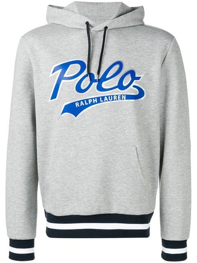 Polo Ralph Lauren Logo Print Hooded Sweatshirt In Grey