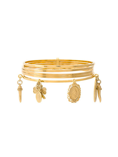 Dolce & Gabbana Pendant Cuff Bracelet In Gold