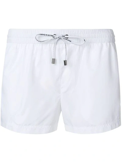 Dolce & Gabbana Stripe Detail Swim Shorts In White