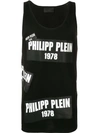 Philipp Plein All Over Logo Tank Top In Black