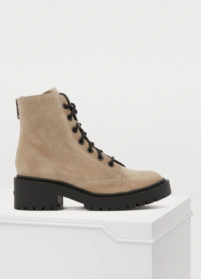 Kenzo Lace-up Boots In Beige