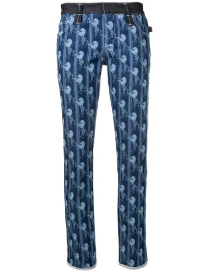 Chloé Horse Printed Slim-fit Trousers In Blue