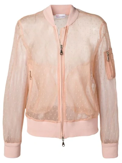 Red Valentino Tulle Bomber Jacket In Neutrals