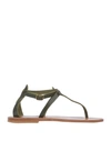 Kjacques Toe Strap Sandals In Military Green