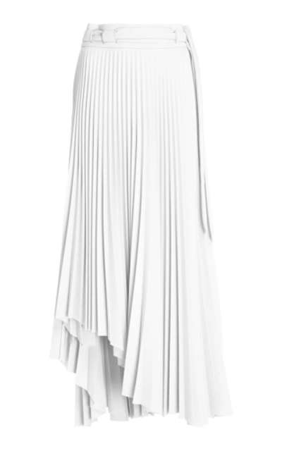 A.w.a.k.e. Pleated Asymmetric Midi Skirt In White