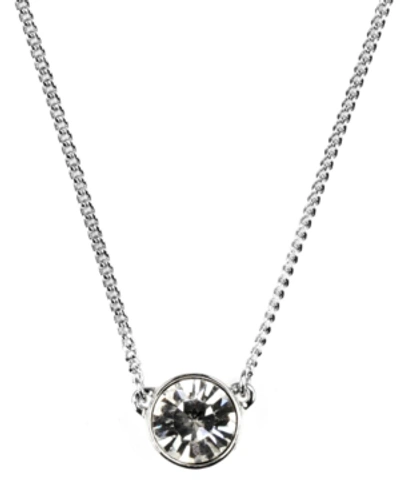 Givenchy Necklace, Swarovski Element Pendant, 16" + 2" Extender In Rhodium