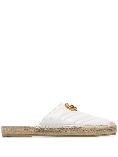 Gucci White Pilar 50 Backless Leather Espadrilles