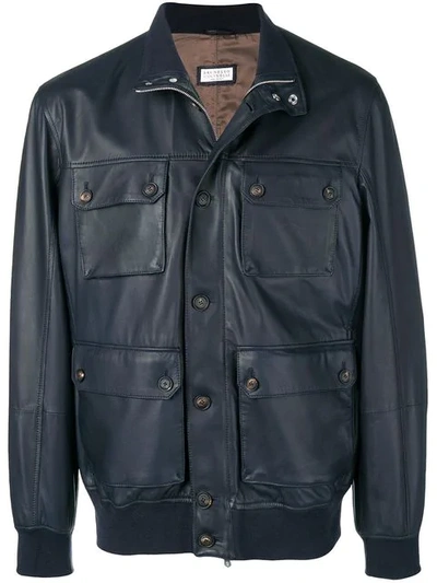 Brunello Cucinelli Bomber Jacket In Blue