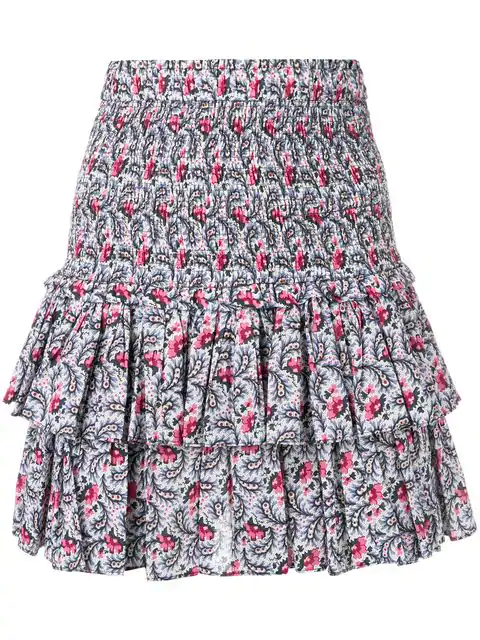Etoile Isabel Marant Printed Cotton Voile Skirt W/ Ruffles In Blue ...