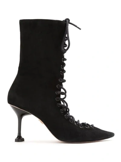 Andrea Bogosian Suede Lace Up Boots - Black