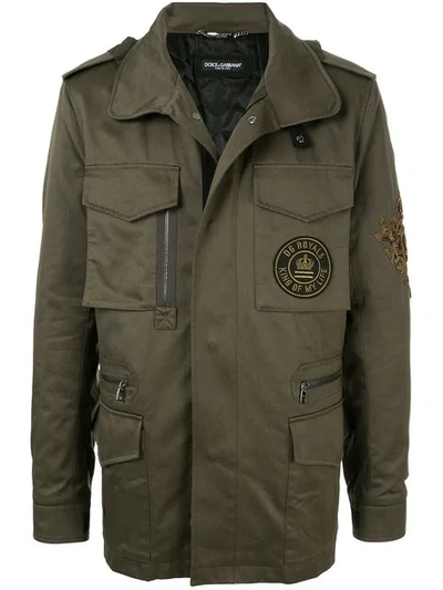 Dolce & Gabbana Zipped Military Jacket In Green