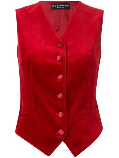 Dolce & Gabbana Fitted Waistcoat In Red