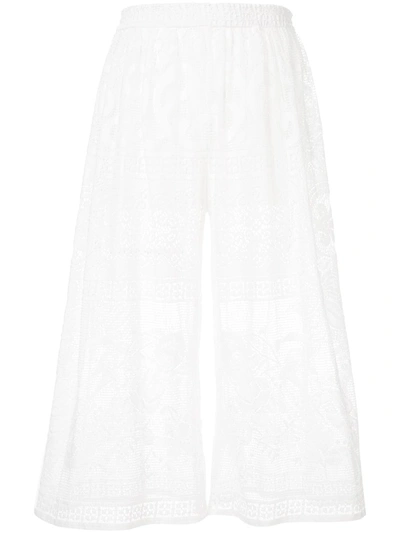Dolce & Gabbana Cropped Lace Trousers In White