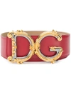 Dolce & Gabbana Embellished Dg Buckle Belt In Medium Red
