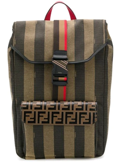 Fendi Stripe Logo Backpack In Multicolor
