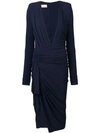 Alexandre Vauthier Draped Midi Dress In Blue