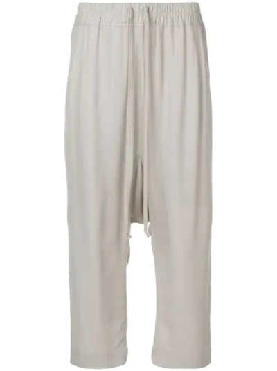 Rick Owens Cropped Drawstring-fastening Waist Trousers In Grey