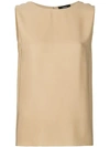 Theory Sleeveless Round Neck Top In Brown