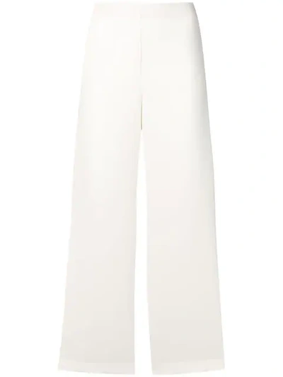 Theory Flared High Waisted Trousers In Neutrals