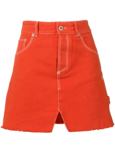 Heron Preston Denim Mini Skirt In Orange