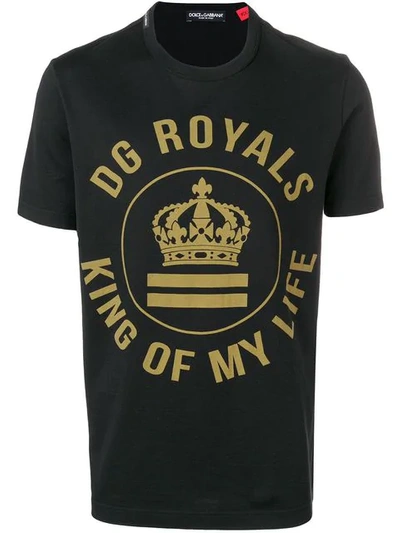 Dolce & Gabbana T-shirt In Cotton With Dg Royals Print In Black