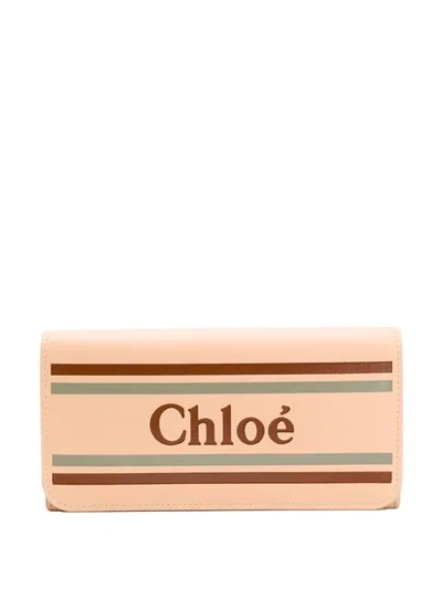 Chloé Long Logo Wallet In Neutrals