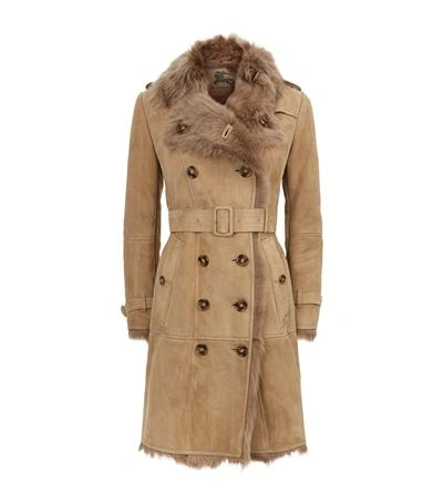 Burberry Toddingwall Shearling Trench Coat | ModeSens