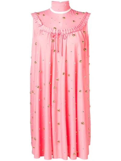 Miu Miu Stone Embellished Dress In Pink