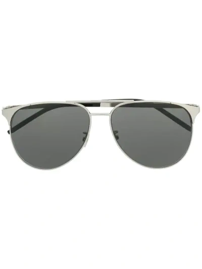 Saint Laurent Aviator Sunglasses In Metallic