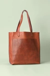 Madewell Medium Leather Transport Tote In Deep Woodland