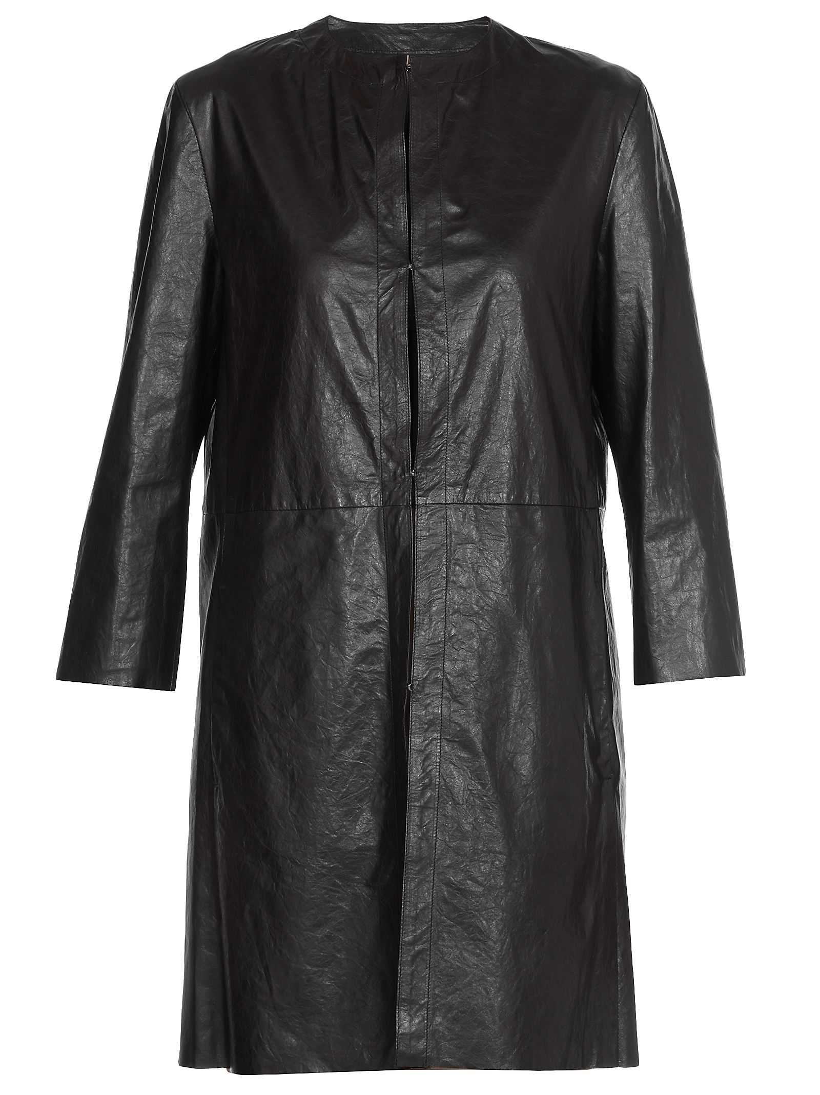 Drome Leather Overcoat In Black | ModeSens