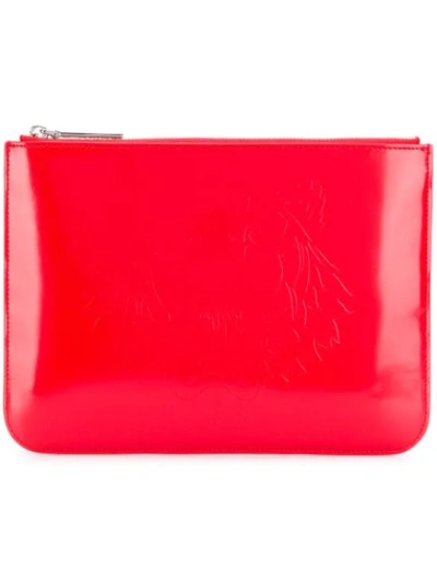 Kenzo Red Leather Tiger Clutch Bag