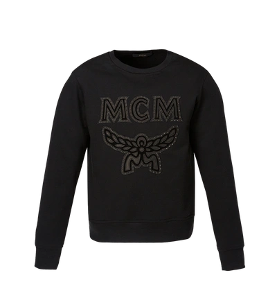 Mcm Women's Logo Studded Sweatshirt In Black