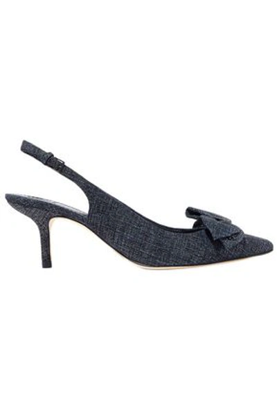 Tory Burch Woman Rosalind Bow-embellished Suede Slingback Pumps Navy