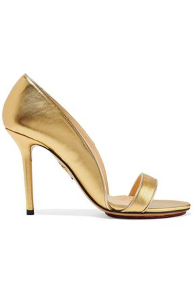 Charlotte Olympia Woman Metallic Leather Sandals Gold