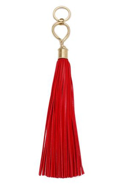 Balmain Woman Leather Tassel Keychain Claret