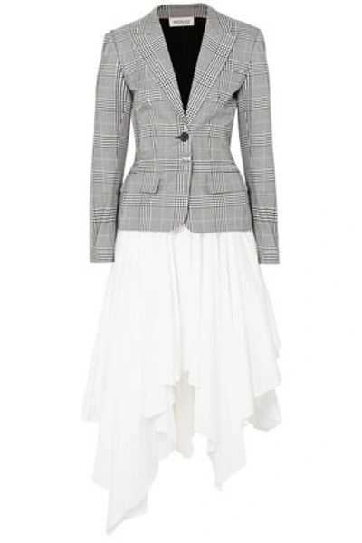 Monse Woman Prince Of Wales Checked Woven And Cotton Dress Gray
