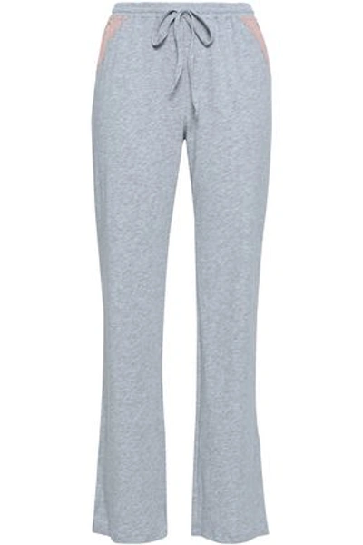 Cosabella Woman Lace-trimmed Mélange Cotton-blend Jersey Pajama Pants Light Gray