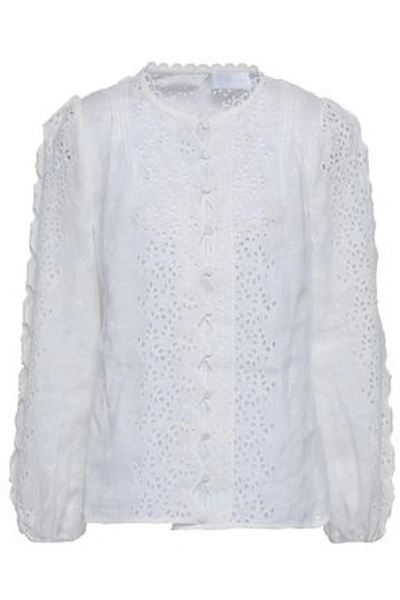 Zimmermann Woman Broderie Anglaise Linen Shirt Ivory