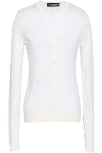 Dolce & Gabbana Silk Cardigan In Ivory