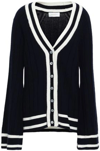 Zimmermann Woman Intarsia Wool And Cashmere-blend Cardigan Navy