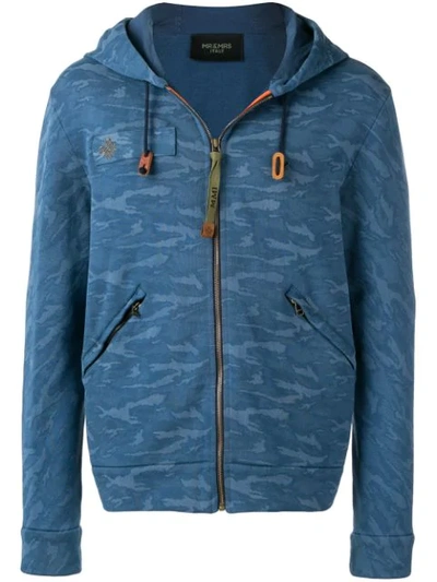 Mr & Mrs Italy Camouflage Pattern Hooded Jacket In Blue