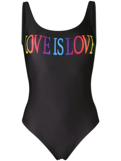 Alberta Ferretti Love Is Love Swimsuit In Black