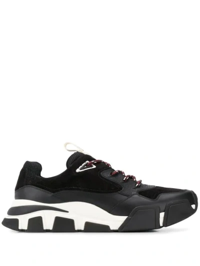 Ferragamo Men's Booster Suede & Leather Dad Sneakers In Black