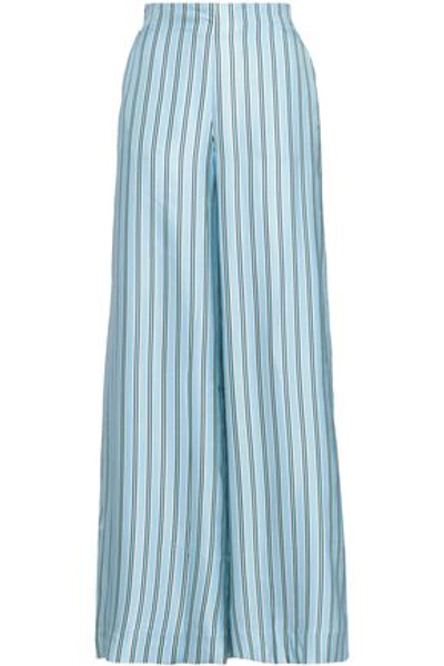 Zimmermann Striped Twill Wide-leg Pants In Light Blue