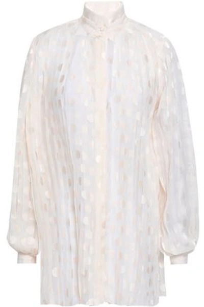 Zimmermann Rife Pleated Polka-dot Chiffon Blouse In Ivory